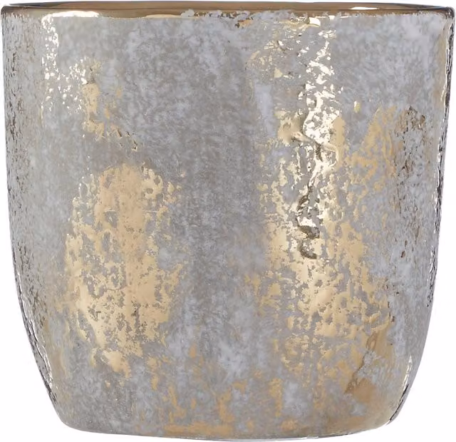 Orsina Orvena Small Abstract Ceramic Tabletop Pot in Grey, Gold and Multicolour