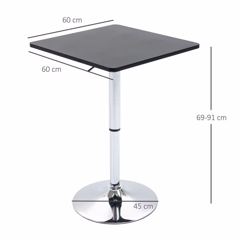 STILVORA Adjustable Height Bar Table with Black Steel Base and MDF Top – 3