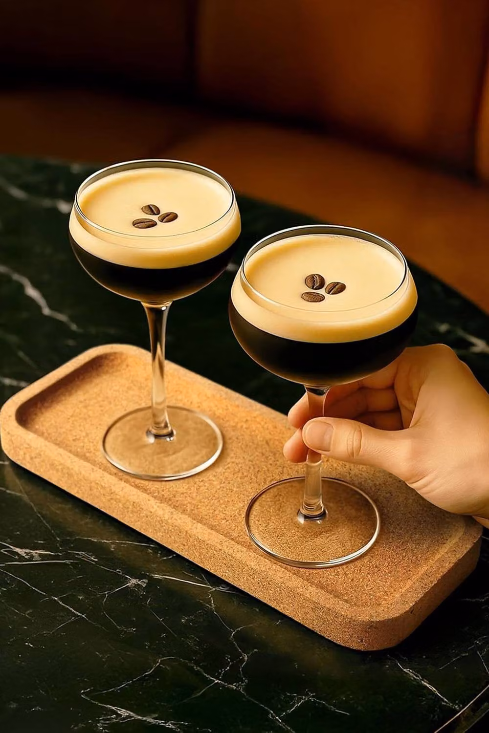 Final Touch Set of 2 Clear Lead-Free Crystal Espresso Glasses with Cork Tray, 300ml – 2