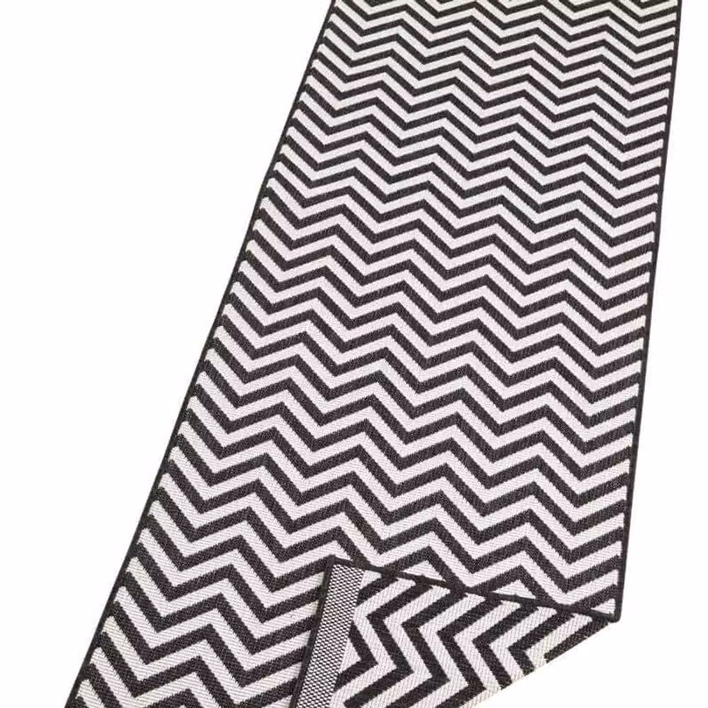 THE RUGS Palma Reversible Indoor Outdoor Herringbone Rug in Black, W/D/H: 80 x 350 cm – 3