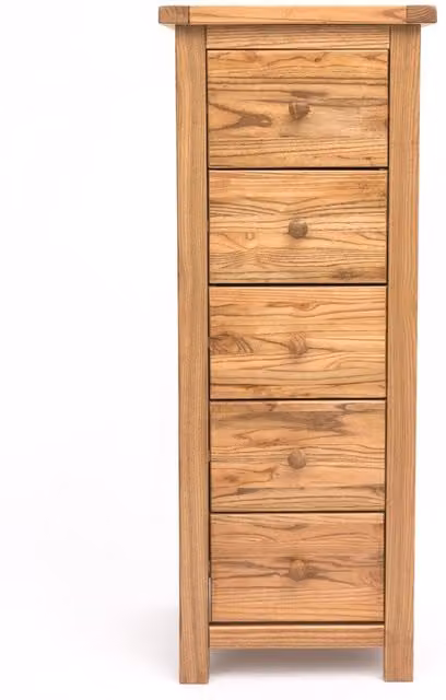 Cabinet Bits Trivento 5 Drawer Narrow Chest of Drawers in Sand Brown Wood