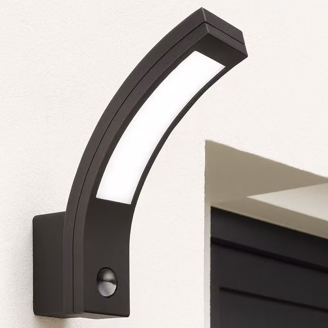 CGC PARIS Grey LED Curved Outdoor Wall Light with Motion Sensor