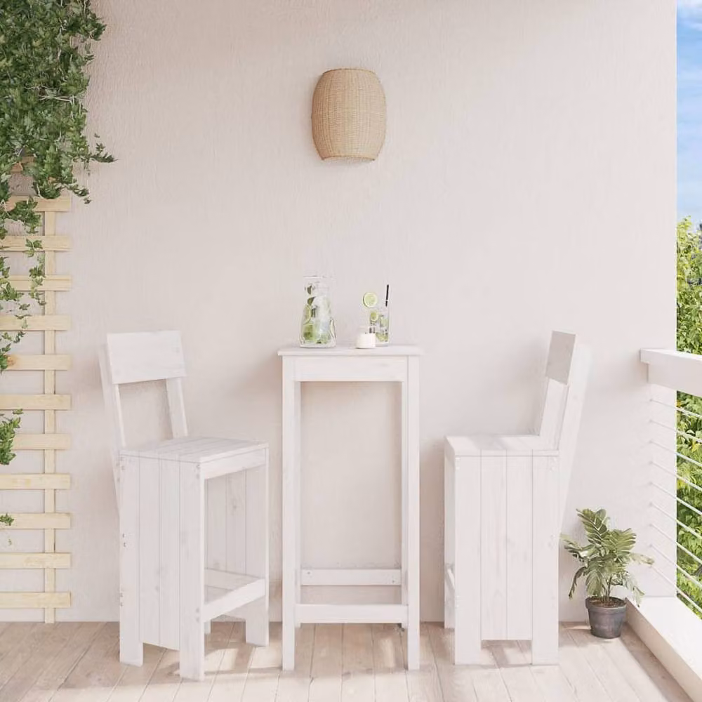 Berkfield Home Beautiful Bar Stools, Set of 2, White Solid Pine Wood, W/D/H: 40 x 48.5 x 115.5 cm – 2