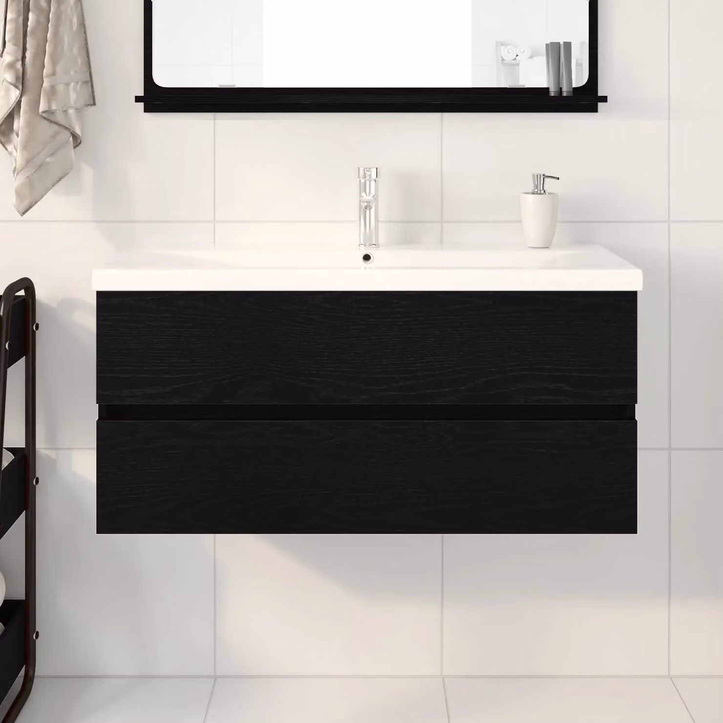 Berkfield Home Black Oak Sink Cabinet with Built-in Basin in Engineered Wood – 3