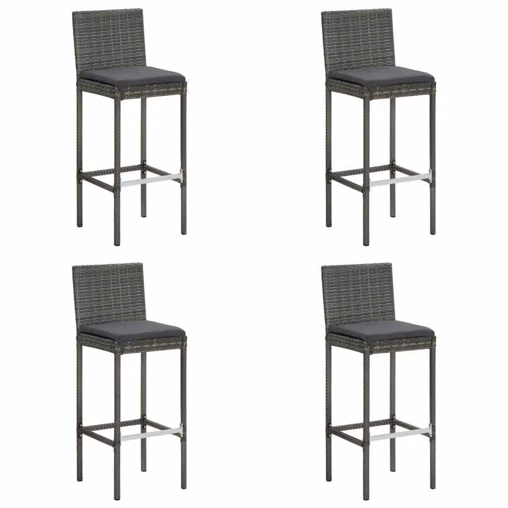 Berkfield Home 5 Piece Grey Poly Rattan Garden Bar Set with Weather Resistant Cushions – 2