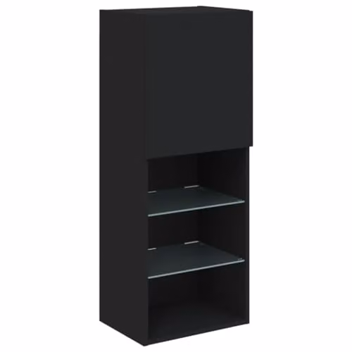 vidaXL Modern Glossy TV Cabinet with LED Lights, Black, W/D/H: 40.5 x 30 x 102 cm