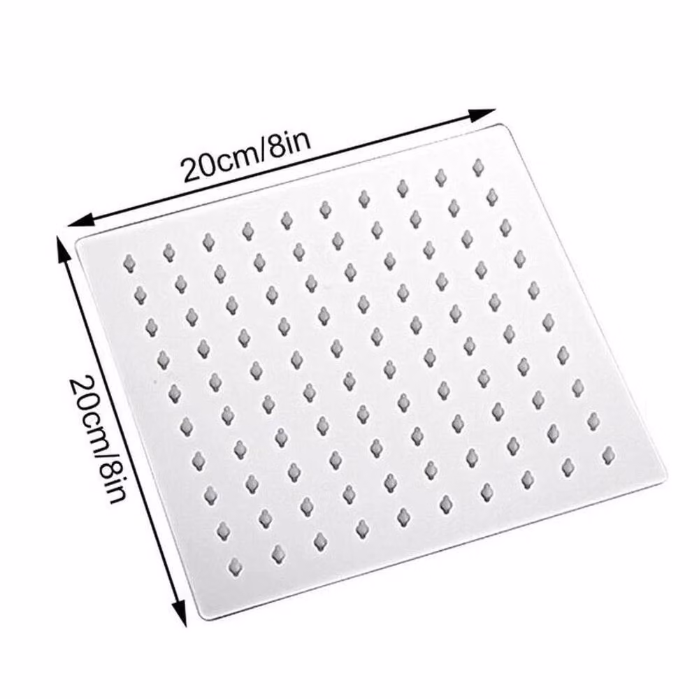 SPETLEK NEW Large Square Rainfall Shower Head in Silver Chrome, 20.32 cm – 2