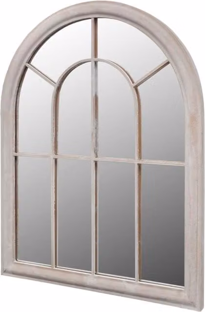 Berkfield Home Rustic Arch Garden Mirror in White, W/H: 69 x 89 cm