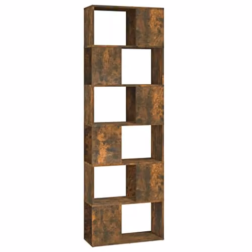 vidaXL Book Cabinet and Room Divider in Smoked Oak, W: 60 cm, D: 24 cm, H: 186 cm