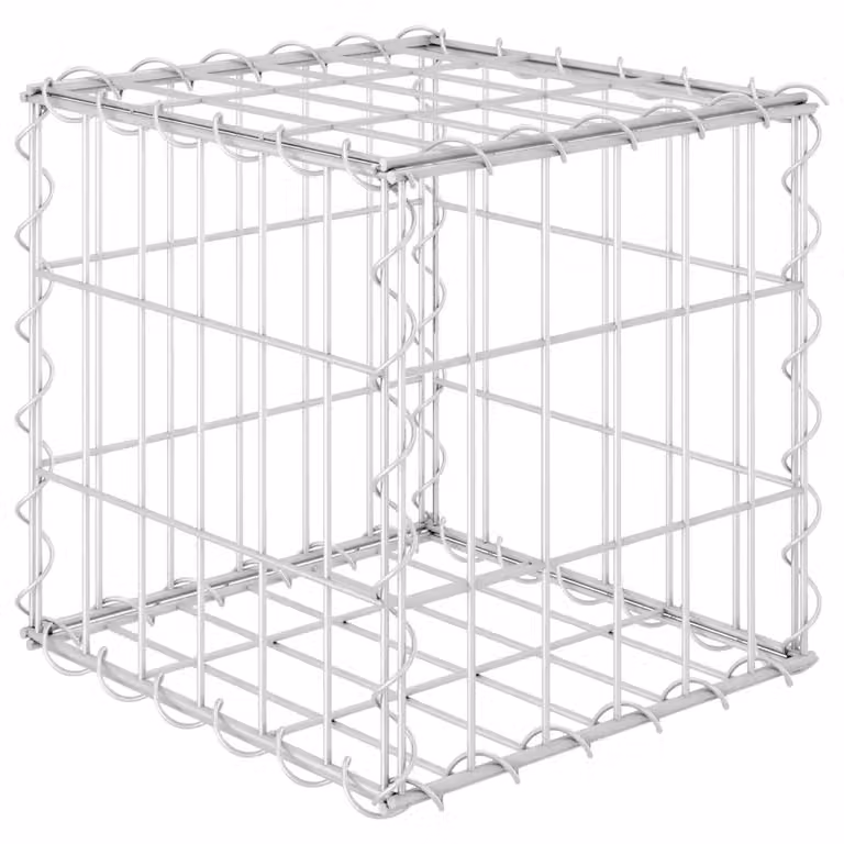 Berkfield Home Cube Gabion Raised Bed in Silver Steel Wire Mesh, W/D/H: 30 x 30 x 30 cm