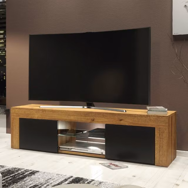 Creative Furniture Loom Modern TV Unit in Black and Brown, W: 130 cm, D: 35 cm, H: 35 cm