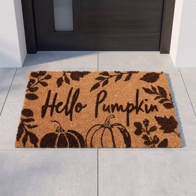 Garden Greatness Hello Pumpkin Autumn Coir Doormat in Natural Brown and Beige, W: 75 cm, D: 45 cm – 1