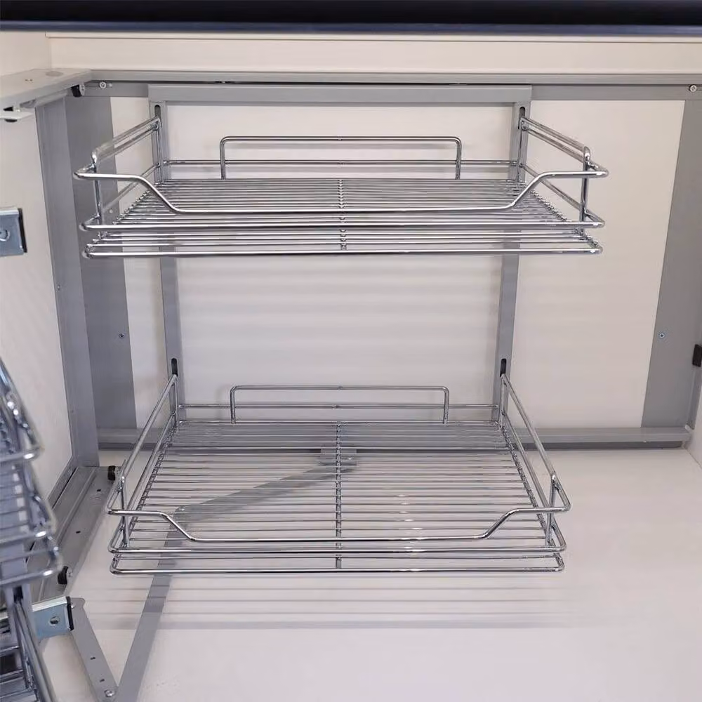 FORGEVIO Pull Out Kitchen Magic Corner Baskets in Silver, 0.6m2 – 3