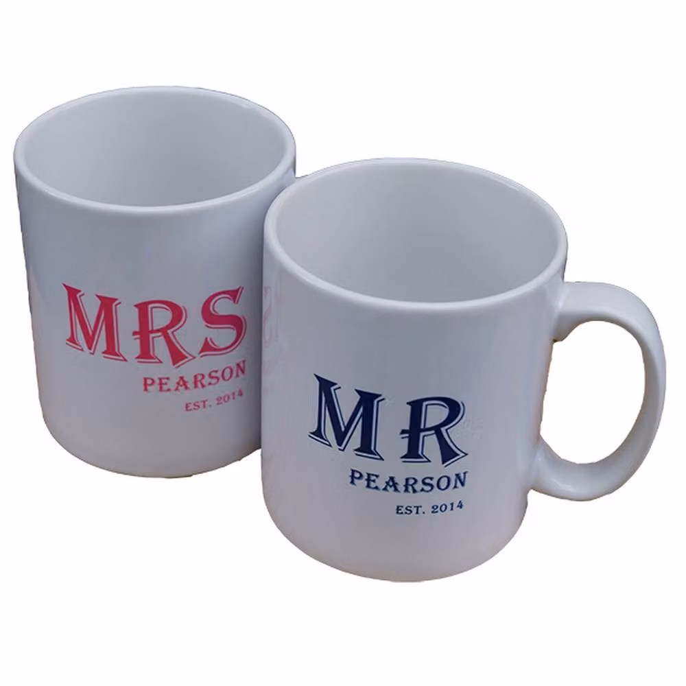 Uniqueful Personalised Mr & Mrs Pairs of White Mugs for Couples – 2