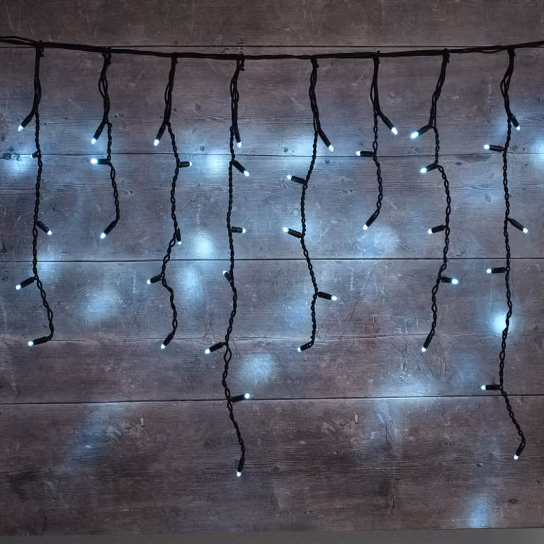 Plus Connect Warm White LED Icicle Lights with Black Cable, 18m