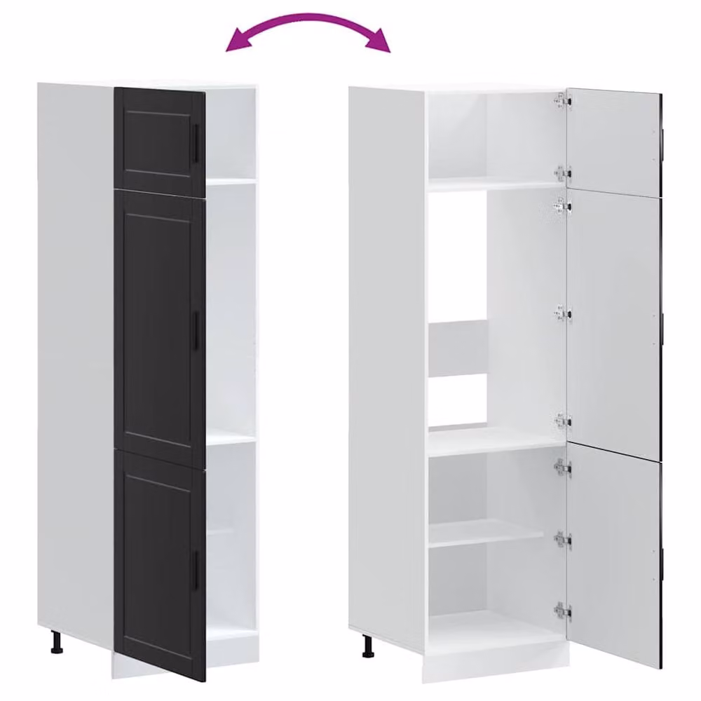 Berkfield Home Porto Kitchen Cupboard in Black Matt MDF, W/D/H: 57.0 x 60.0 x 207.0 cm – 4