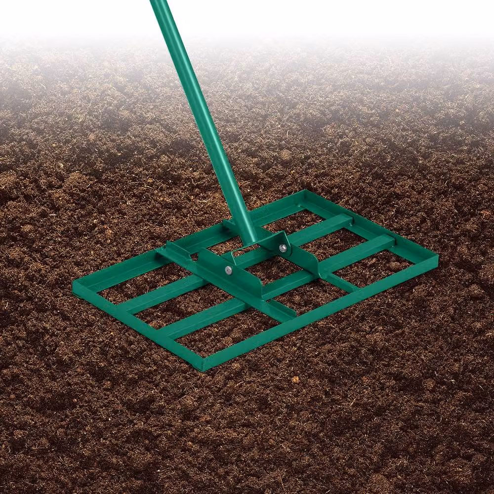 Costway Heavy-Duty Metal Lawn Leveling Rake with Adjustable Handle in Green – 8
