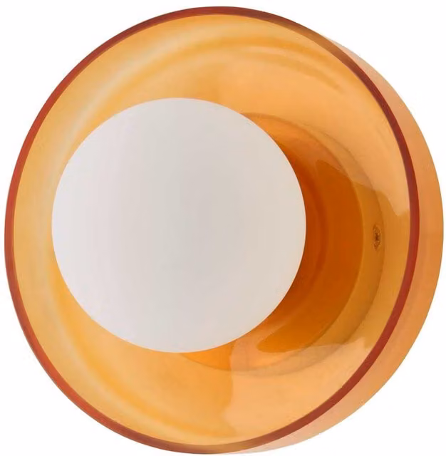 ValueLights Newbury Amber Glass Sphere IP44 Bathroom Wall Light with Gold/Brass Base – 1