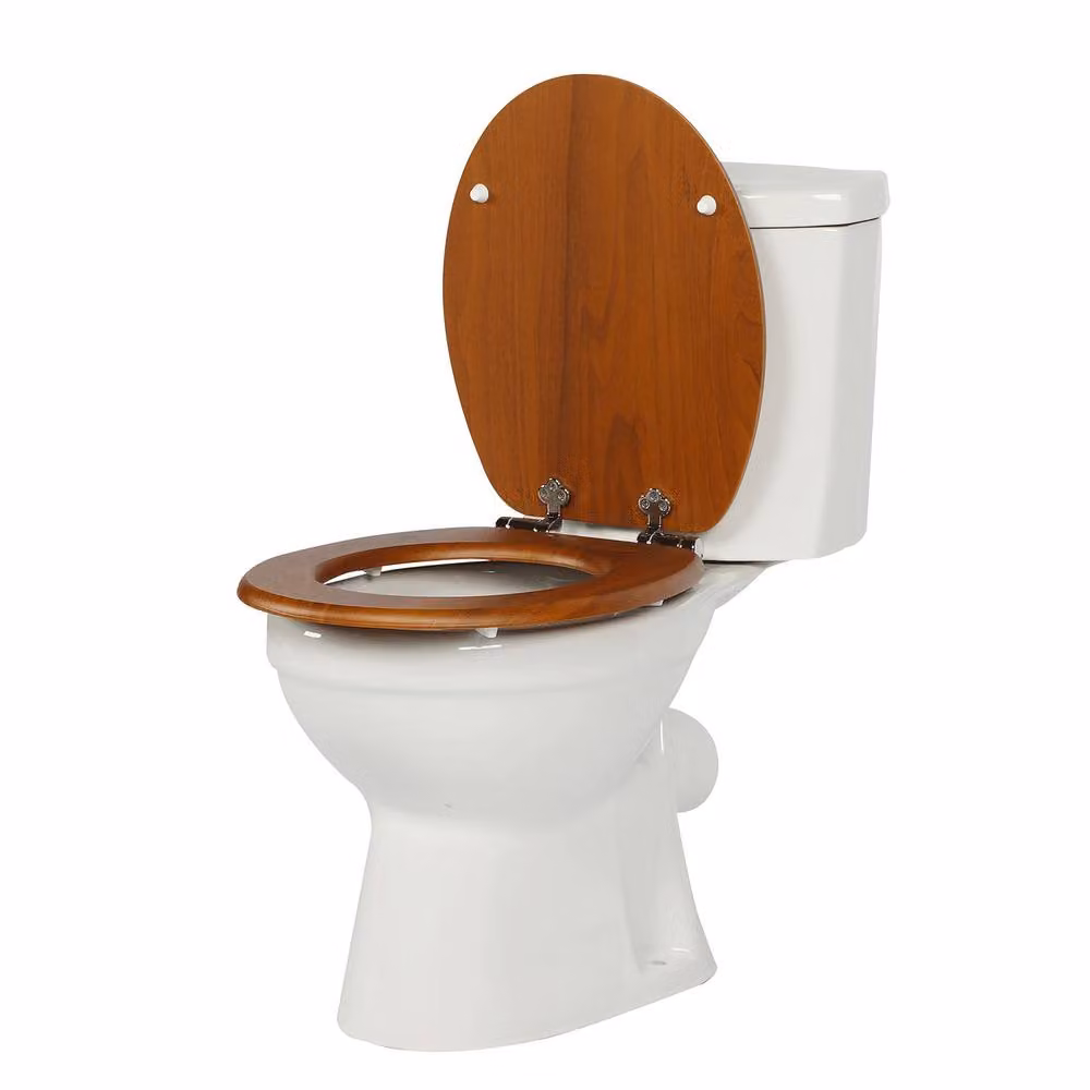 SINOBATH Soft-Close Oval MDF Toilet Seat in Brown, W: 37.5 cm, D: 43.5 cm – 5