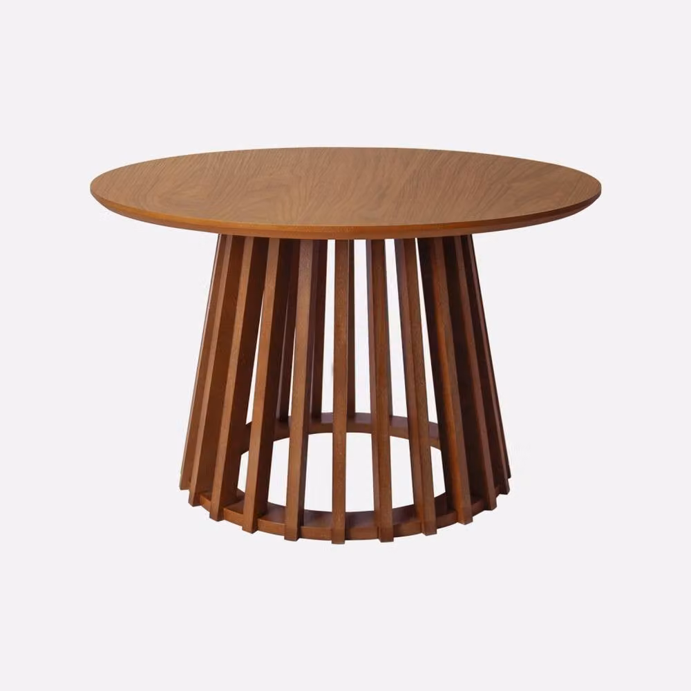 sweeek Pair of Round Modern Wooden Coffee Tables in Brown – 2