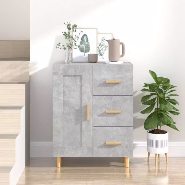 Berkfield Home Sideboard in Concrete Grey, W/D/H: 69.5 x 34 x 90 cm – 1