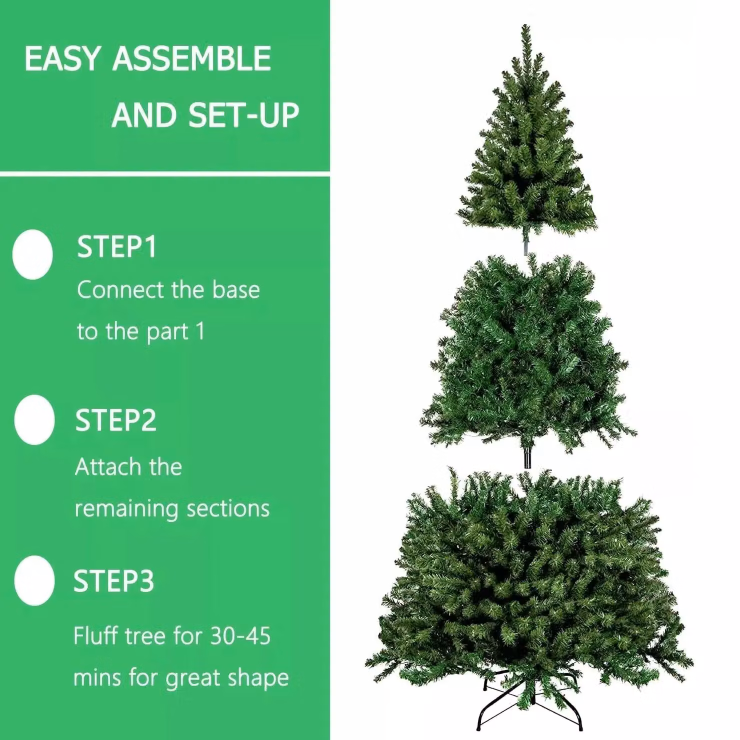 AKA 4ft Bushy Artificial Christmas Tree with Stand in Green, Height: 120 cm – 4