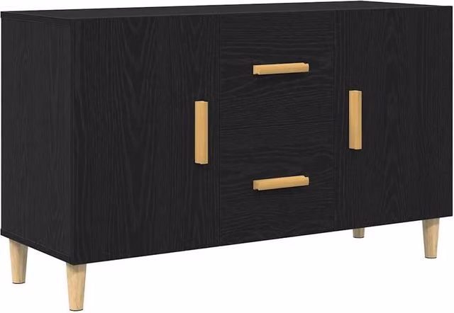 Berkfield Home Black Oak Sideboard, W/D/H: 100 x 36 x 60 cm
