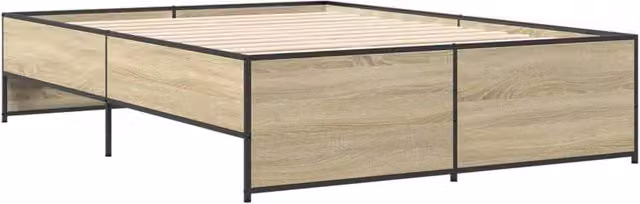 Berkfield Home Durable Double Bed Frame in Sonoma Oak and Brown, W/D/H: 140 x 190 cm