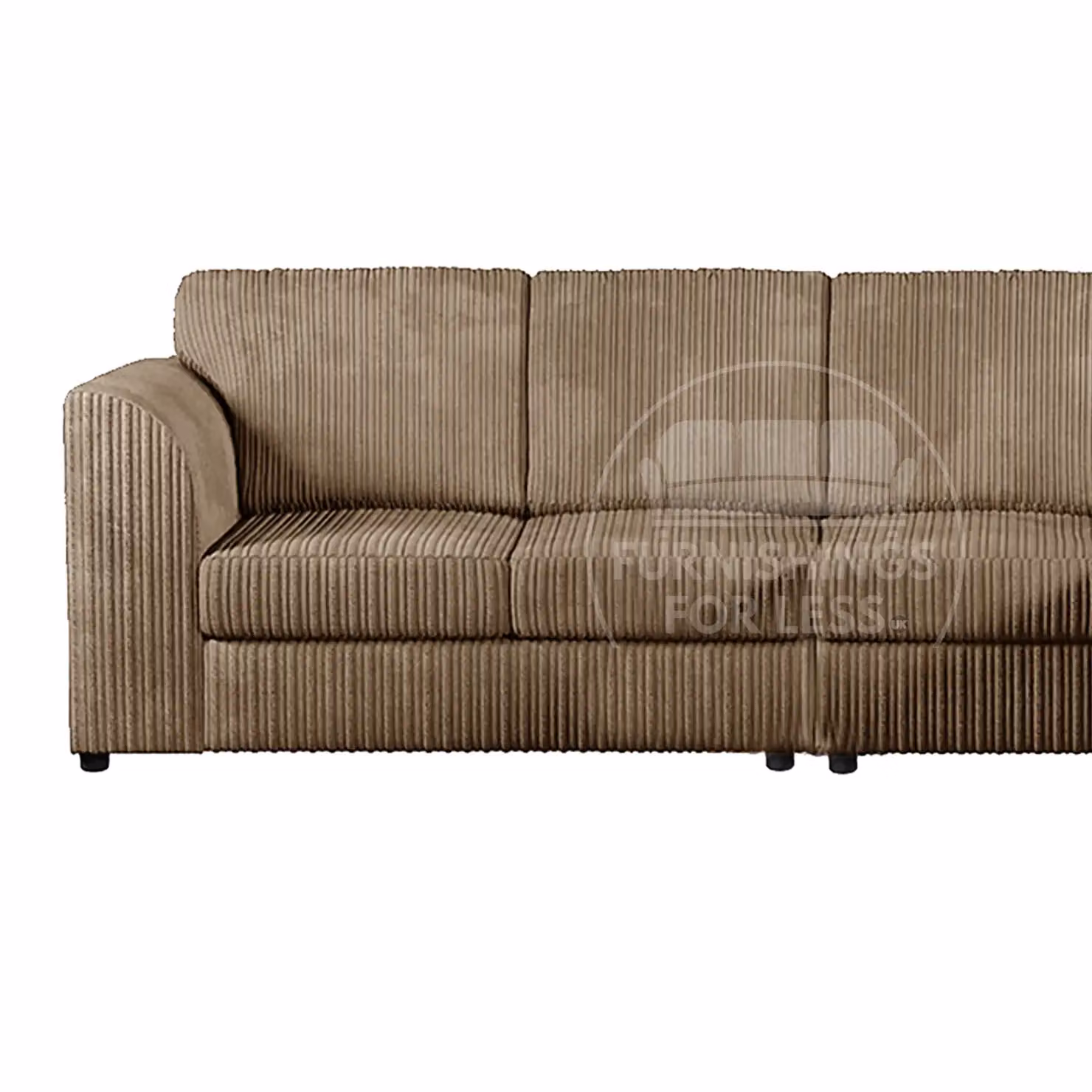 Furnishings For Less UK Luxor 5 Seater L-Shape Corner Sofa in Fawn Jumbo Cord with Full Back and Right Hand Orientation – 2