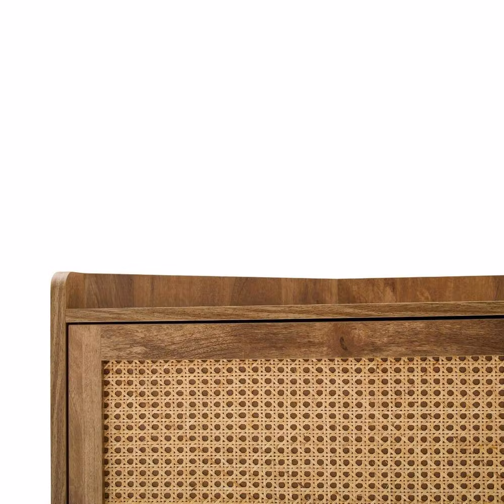 CALICOSY PALMO Corner TV Unit with Rattan Front and 1 Door, Light Brown, W/D/H: 120 x 40 x 60 cm – 6
