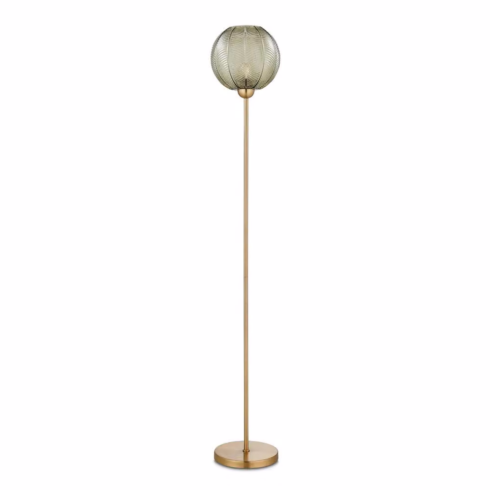 FurnitureboxUK Nadine Art Deco Green Glass Globe Standing Floor Lamp with Gold Brass Base – 3