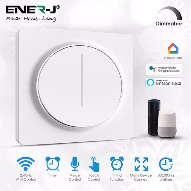 ENER-J Smart WiFi 1 Gang Dimmer Switch, White