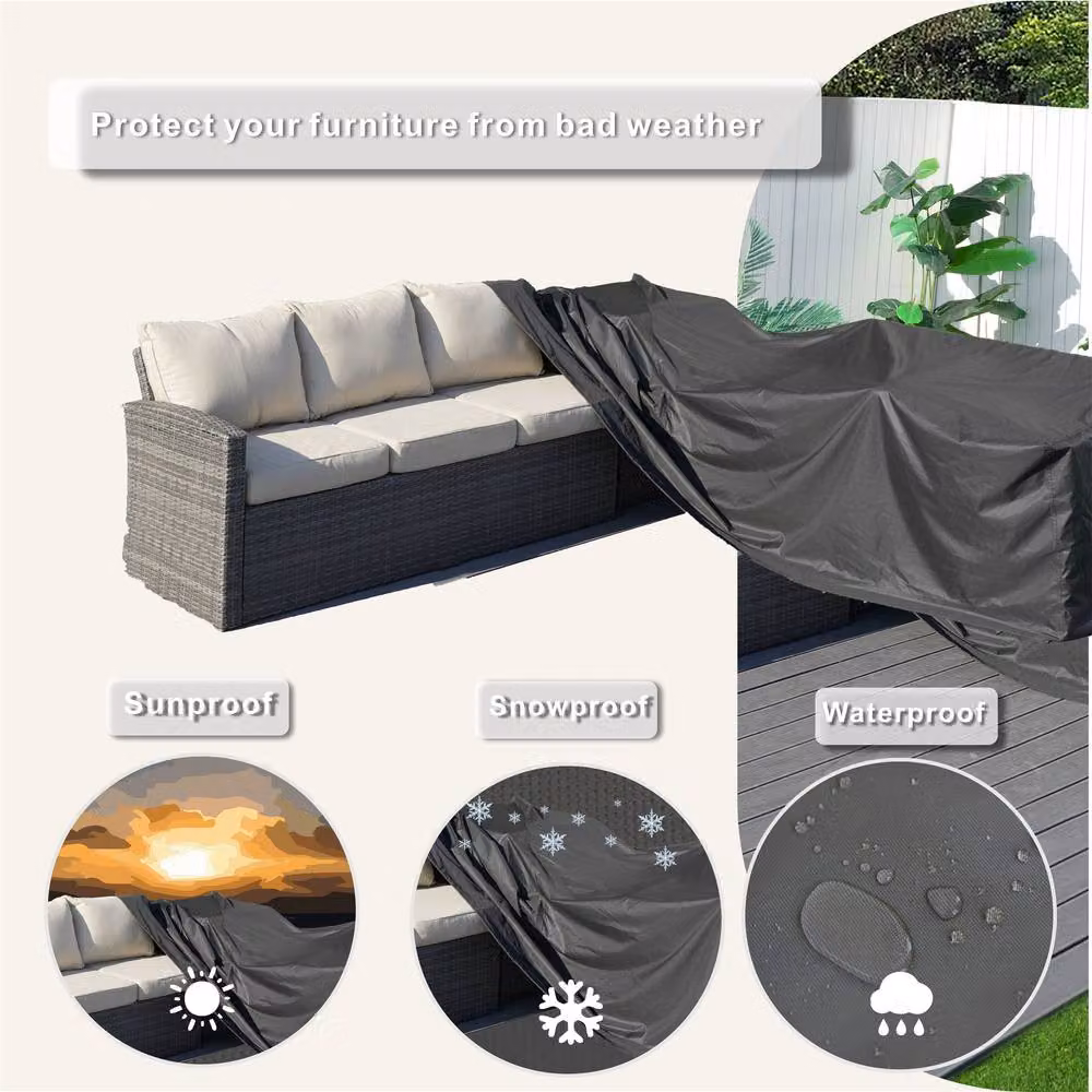 Direct Wicker Waterproof L-shaped Corner Sofa Rain Cover in Black – 5