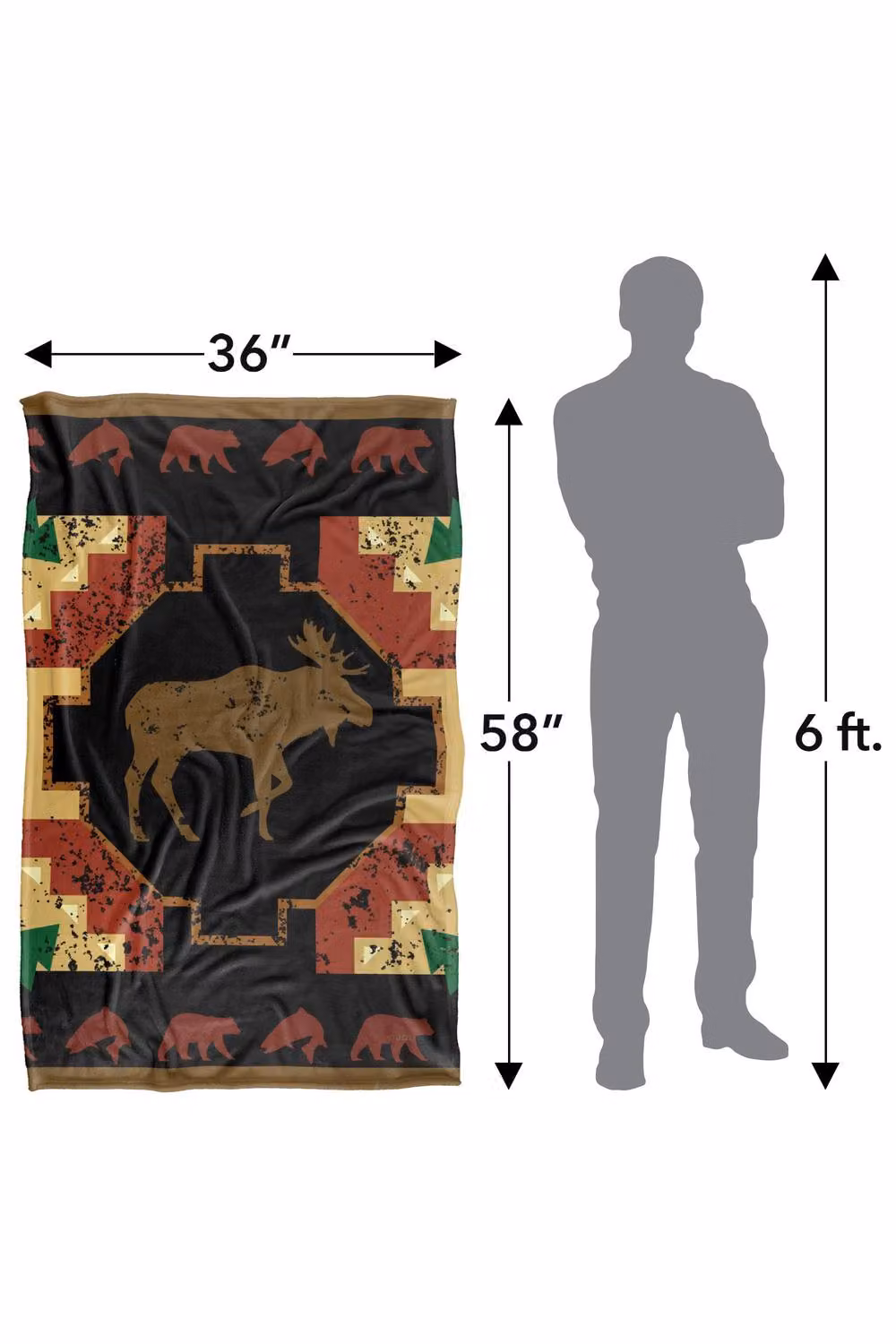 JQ Licensing Southwest Moose 2 Silky Touch Super Soft Fleece Throw Blanket, Multicolour, W: 91 cm, D: 147 cm – 8