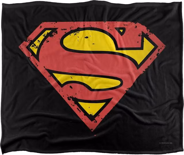 Logovision Superman Logo Super Soft Fleece Throw Blanket, White and Multicolour, W: 152 cm, D: 127 cm