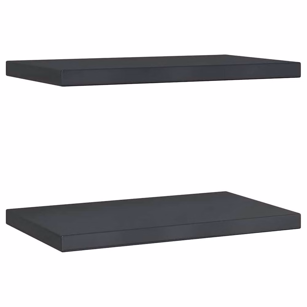 Berkfield Home Black Stainless Steel Wall Mounted Shelves, 2 Pack, W: 50 cm, D: 30 cm, H: 3 cm – 2