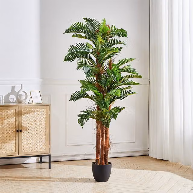 Livingandhome Artificial Green Phoenix Fern Tabletop Plant in a Plastic Pot