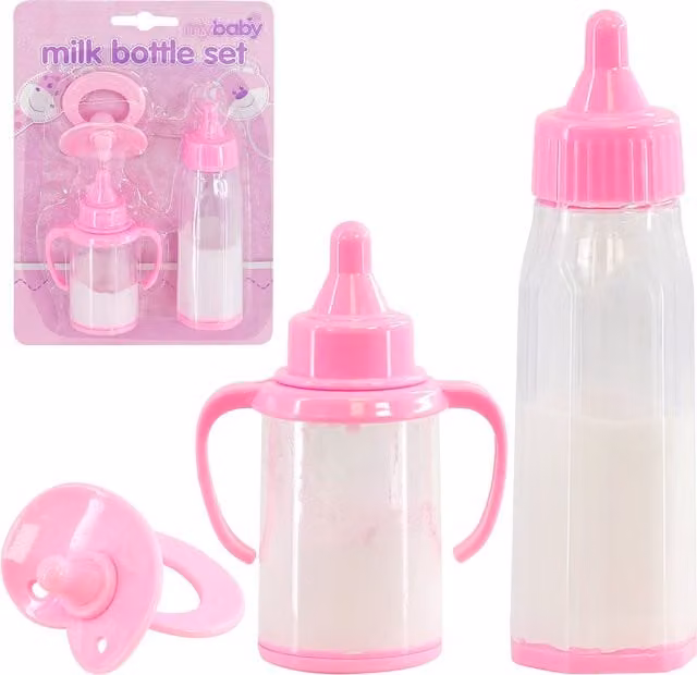 BiBi Doll Magic Milk Bottle Cup and Pacifier Dummy Feeding Set in Pink