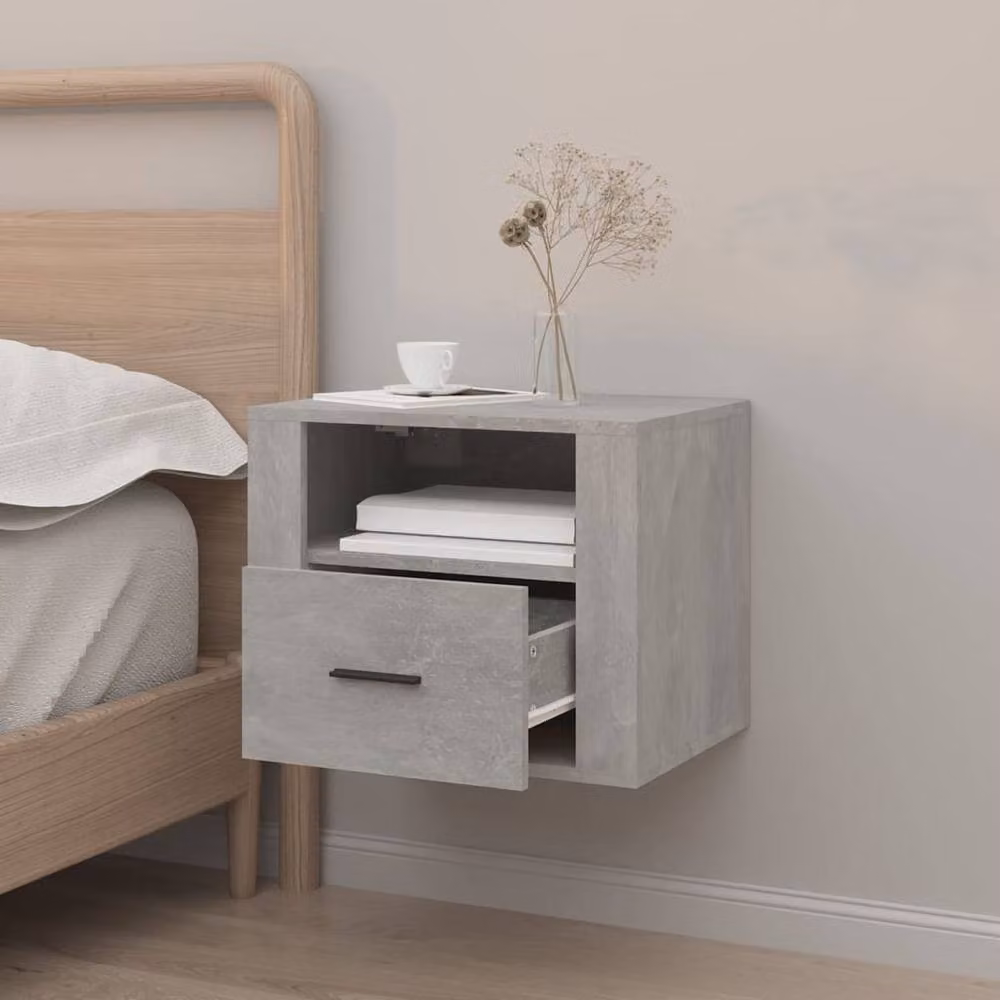 Berkfield Home Wall-mounted Bedside Cabinet in Concrete Grey, W: 50 cm, D: 36 cm, H: 40 cm – 2