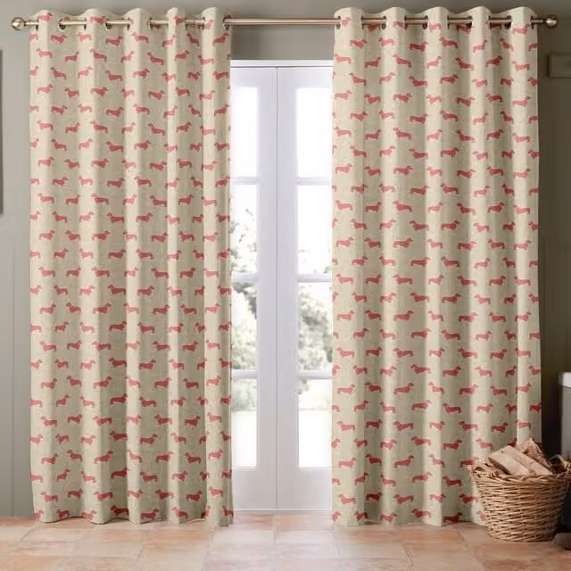 Emily Bond Peggy Made to Measure Blackout Cotton Eyelet Curtain Panel in Raspberry Pink