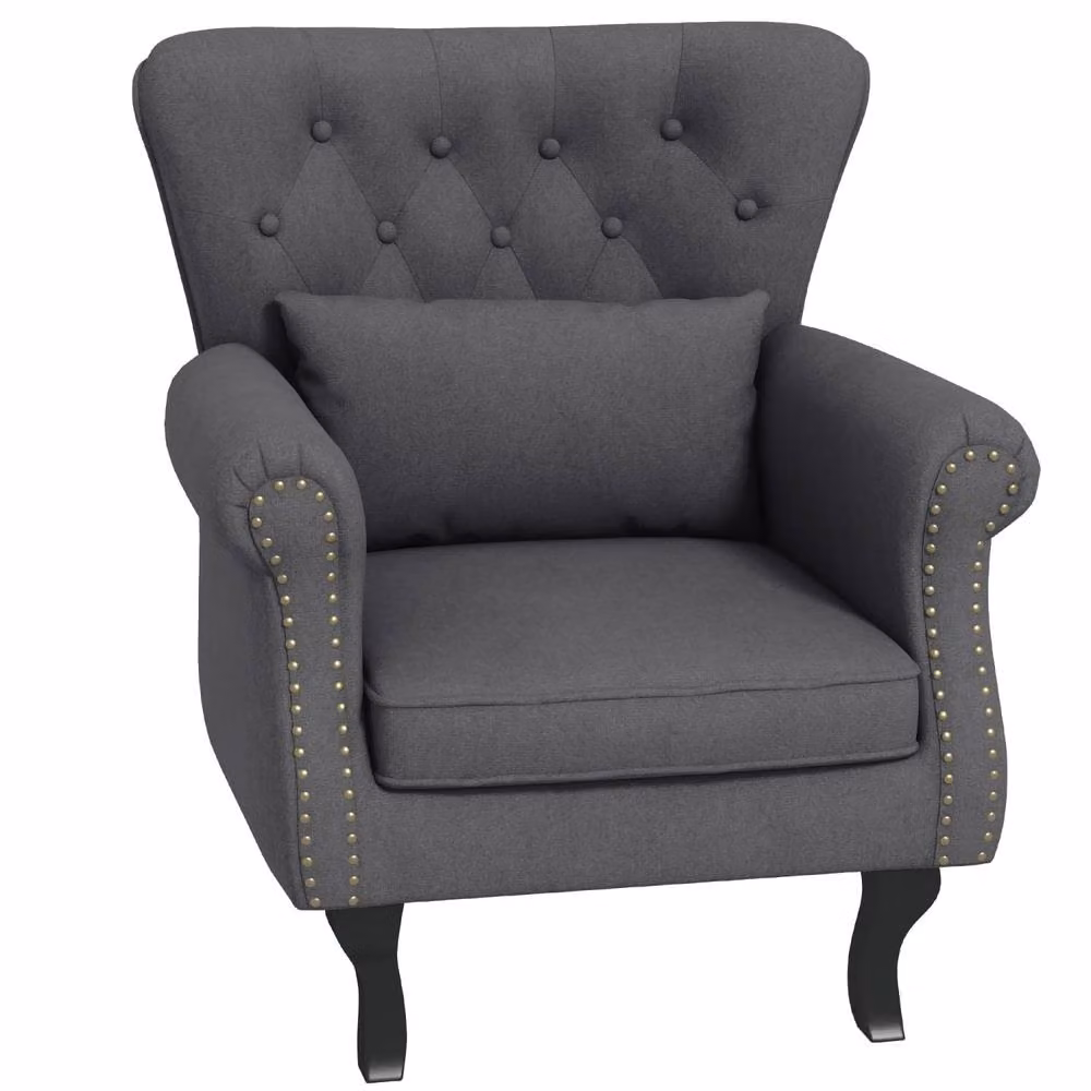 Wyld Haus Rolu Zimo Dark Grey Chesterfield Fabric Accent Chair – 2