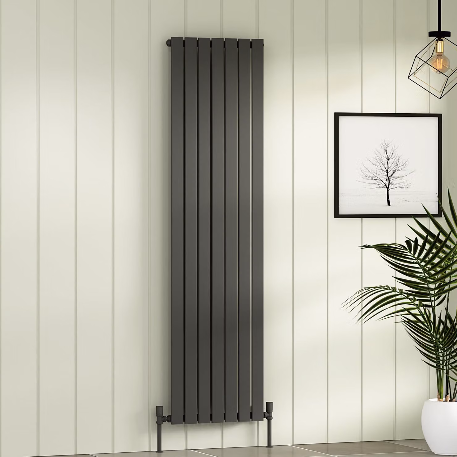 Fluxx Anthracite Flat Single Panel Vertical Designer Steel Radiator