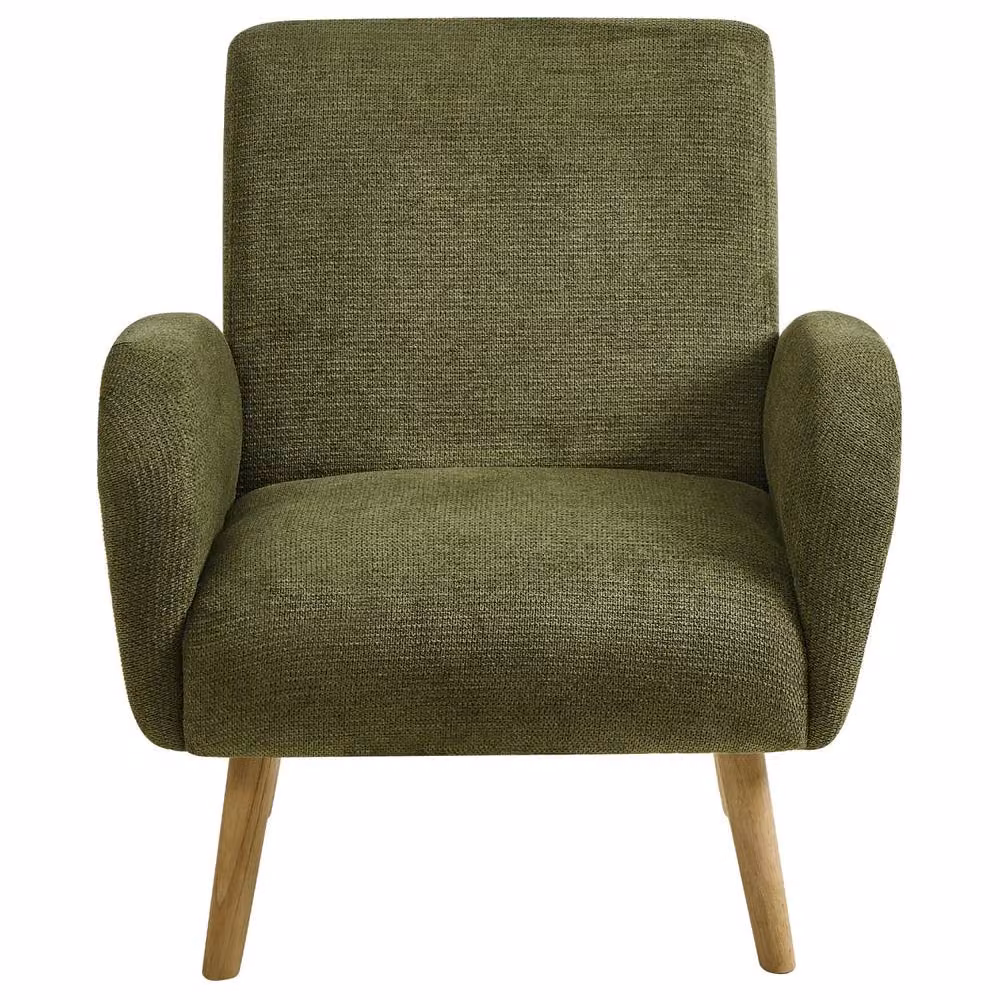 Wyld and Coco Green Mid-Century Lounge Armchair with Rubberwood Legs – 3