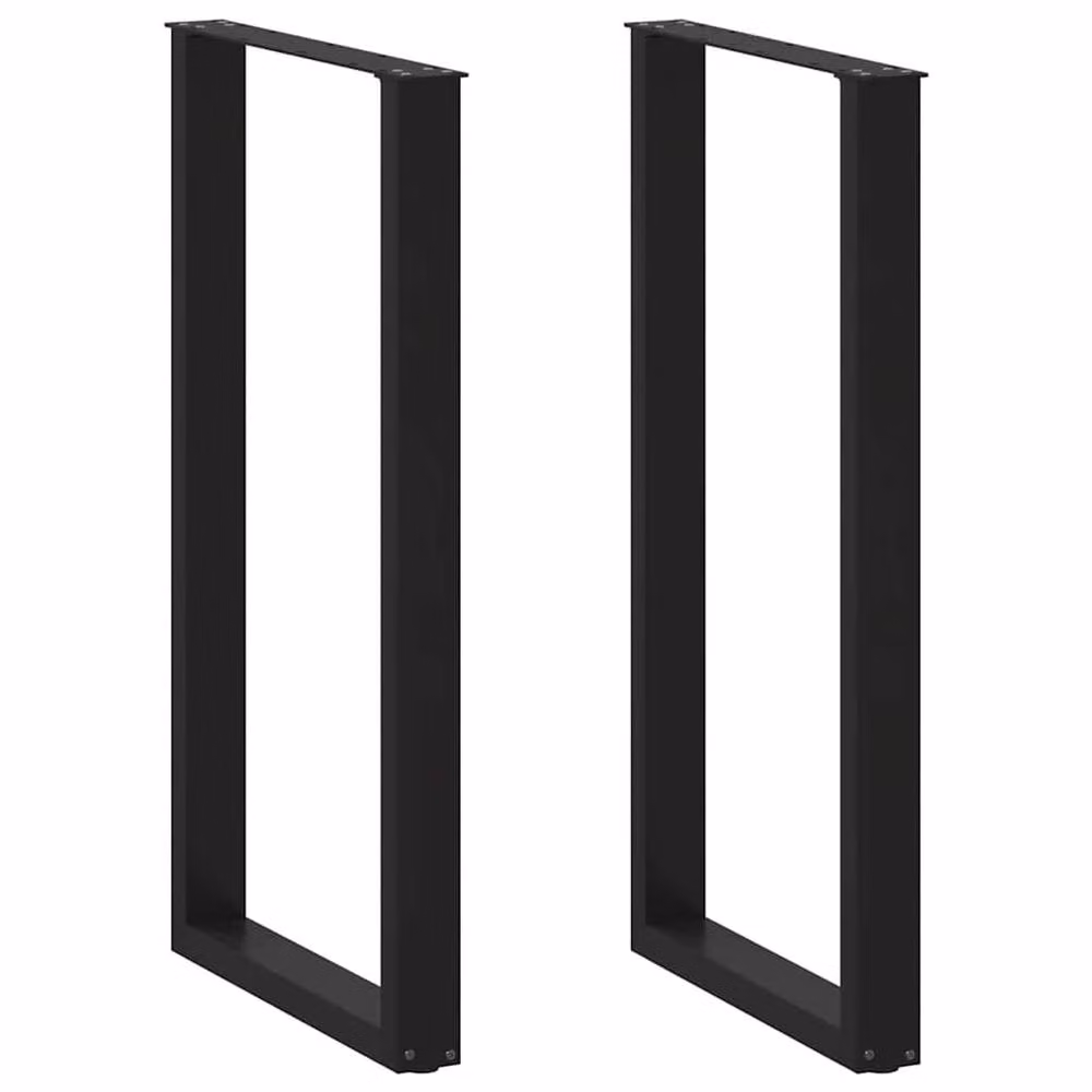 Berkfield Home Modern U-Shaped Coffee Table Legs, 2 Pieces, Black Steel, W: 60 cm, H: 110.5 cm – 2