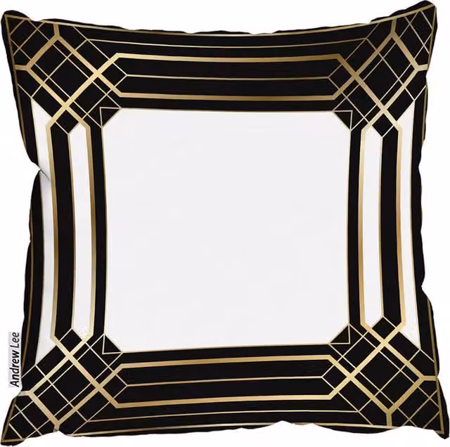 Andrew Lee Art Deco Graphic Square Cushion in Black and Yellow, 60 x 60 cm