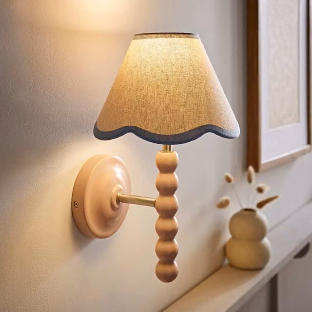ValueLights Bobbins Rose Wall Light with Trim Scallop Shade in Blue