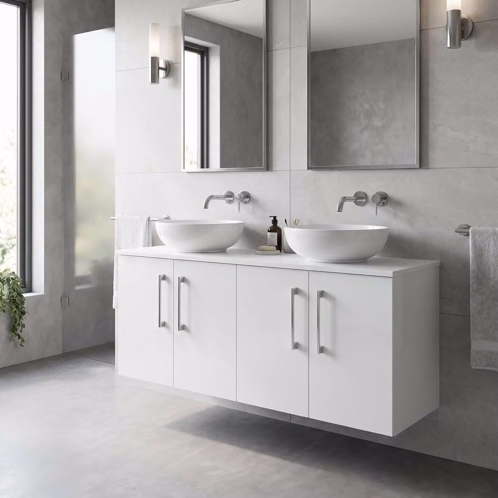Balterley Level 1200mm Wall Hung 4 Door Vanity Unit with Worktop in Gloss White – 3
