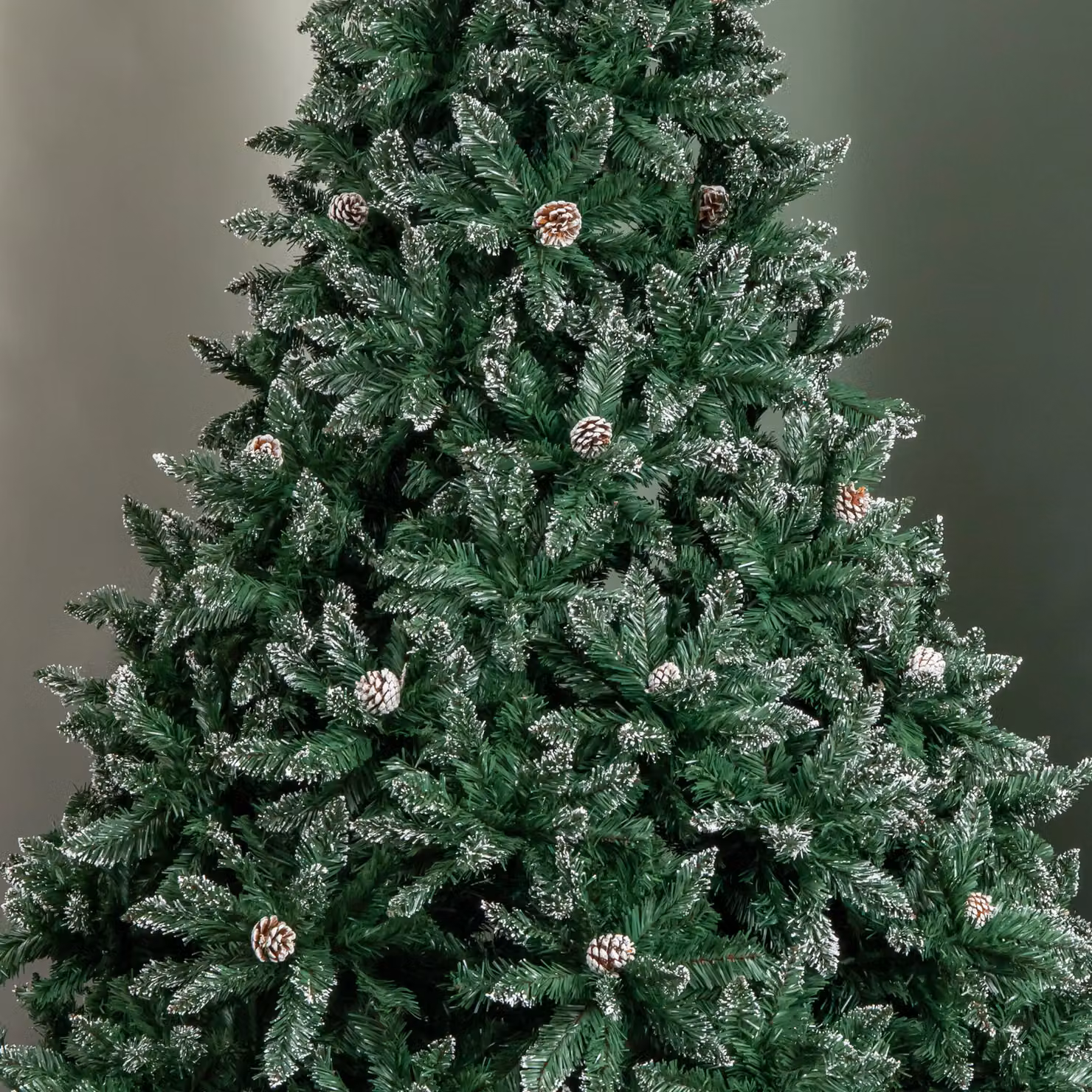 Samuel Alexander 7ft (2.1m) Tall Rocky Mountain Pine Christmas Tree with 1208 Snow Tipped Branches and Pinecones in Green – 3