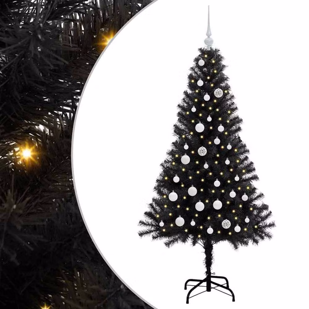 Berkfield Home Lush Christmas Tree with 150 LEDs and Stand, Black, Height: 150 cm – 3