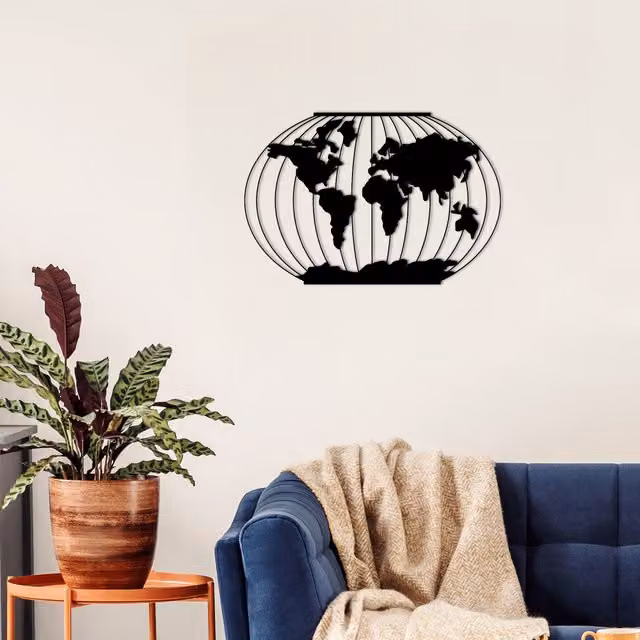 Decortie Meridian Black Metal Round Modern Wall Art Decorative Object